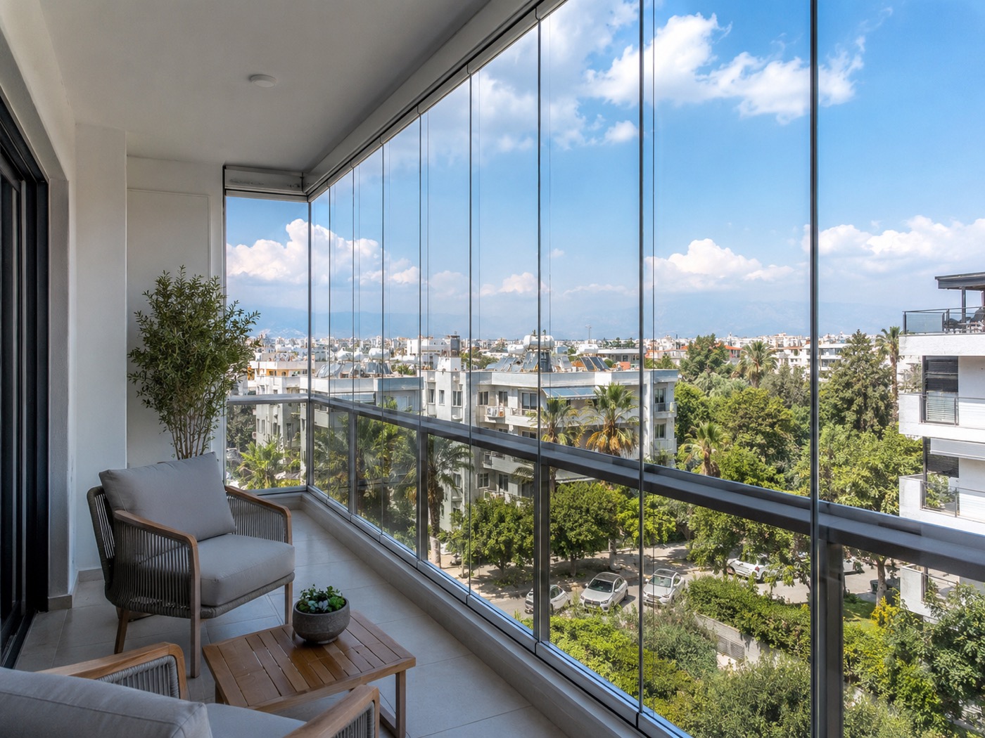 Yalova giyotin cam ve cam balkon sistem detayı